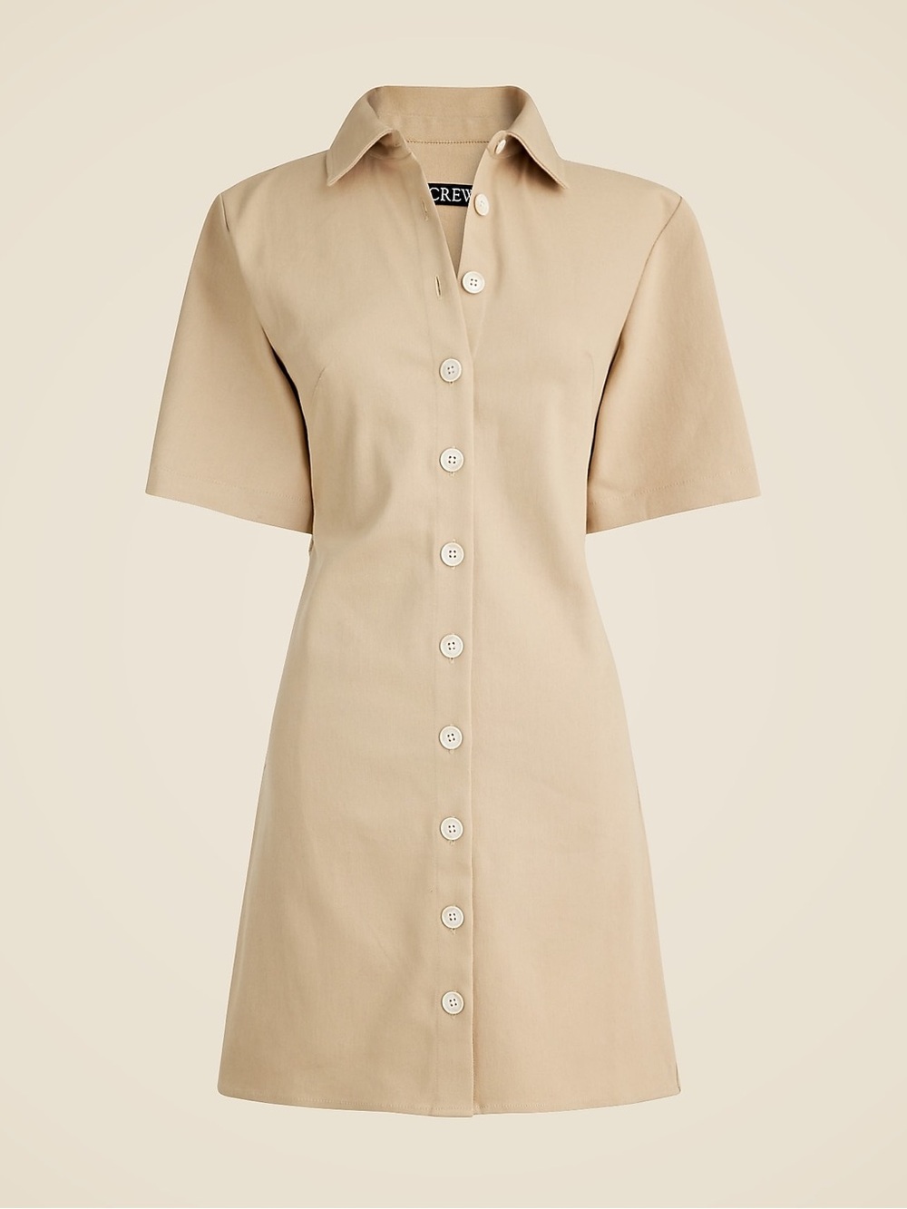 J. Crew Short-Sleeve Button-Front Mini Dress - Beige